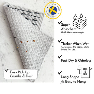 SIMPLYCASA Long Swedish Dishcloths for Kitchen and Household- Grey 7 Pack