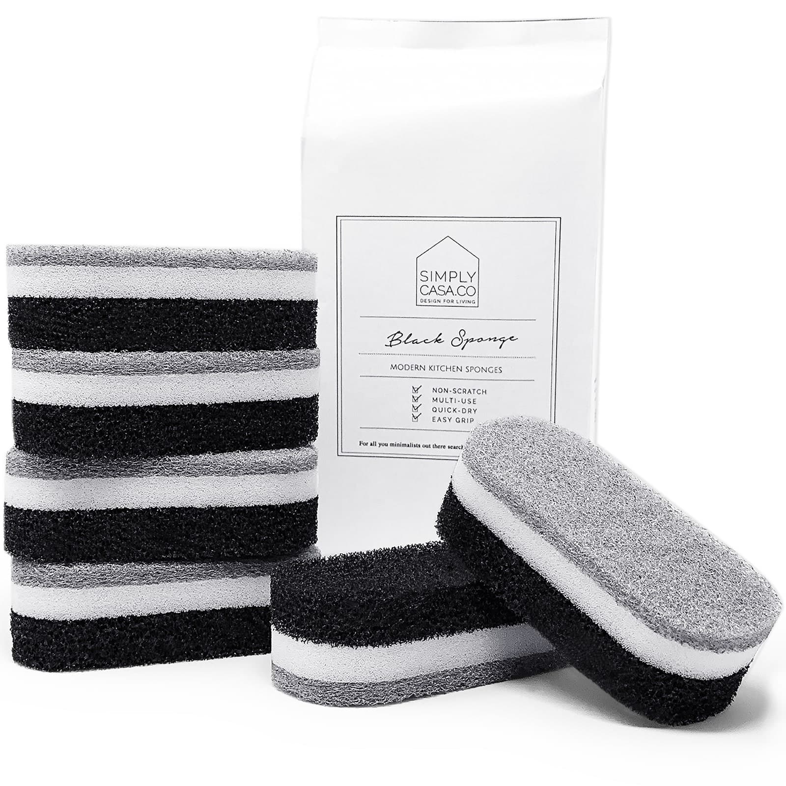 SimplyCasa modern kitchen dish cleaning sponge 6-pack with its packaging