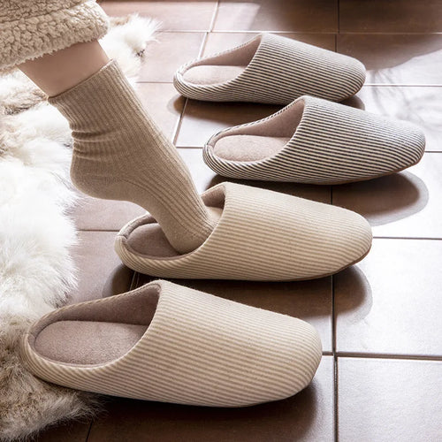 Indoor Slippers, Unisex Flats Soft Fluffy House Slipper