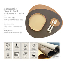 Load image into Gallery viewer, SIMPLYCASA Silicone Placemat &amp; Coaster Set (2 placemats &amp; 2 Coasters / Pack of 4), Gold &amp; Mocha Coffee